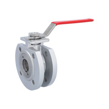 Kompakt-Kugelhahn DN40, PN16/40, ISO5211 Stahl/PTFE-FKM/Edelstahl, F05/F07, Vkt. 14mm