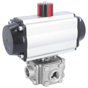 Ball valve ZD, 3/4", with actuator-OE, SR75 st. steel 1.4408/PTFE-FKM, T-bore, spring return