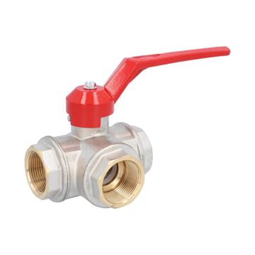 3-way ball valve 11/4 ", PN35, brass / PTFE-NBR T-bore, sealed on all