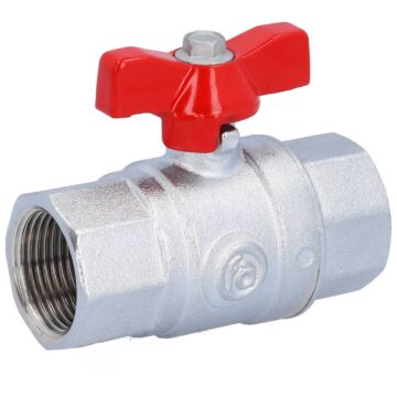 Kugelhahn, 1/4" bis 1", PN40, Messing/PTFE-FKM Flügelgriff rot, Innengewinde