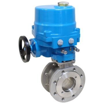 Ball valve ZK, DN100, with drive-NE19, stainless steel1.4408 / PTFE FKM, 230V 50Hz, runni