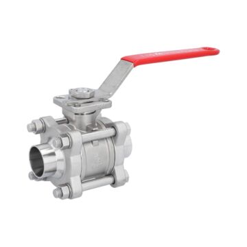 Ball valve-ZA, DN32, with handle set, st. steel/PTFE-FKM, butt welded acc. DIN11850-R2