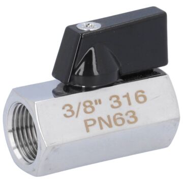 Mini-Kugelhahn, PN63, Edelstahl/PTFE-FKM Innengewinde