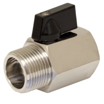 Mini-Kugelhahn 3/4", Edelstahl/PTFE-FKM, PN63, Innen/Außengewinde