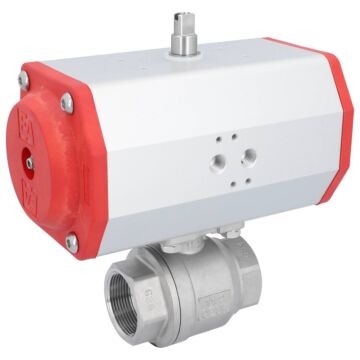 Kugelhahn MU 11/2", mit Antrieb EW, EW85 Edelstahl/PTFE-FKM, federrückstellend