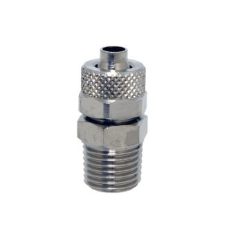 Straight conical D10-G3/8", pneumatic fitting, brass nickel-plated