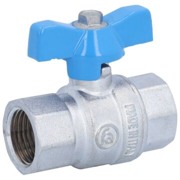 Ball valve 1/2 ", PN40, brass / PTFE FKM, Female, full bore, butterfly handle
