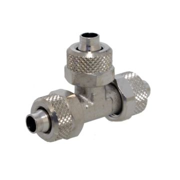 Tee Hose Connector D12, pneumatic fitting, brass nickel-plated