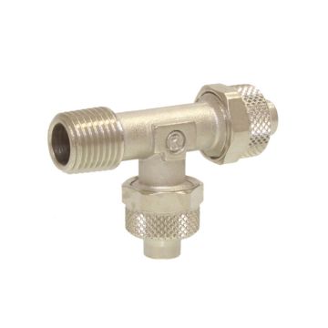 Tee conical D10-G3/8",G=side, pneumatic fittings, brass nickel-plated