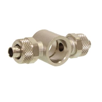 Swivelling Connector, double, D08-3/8", pneumatic fitting, brass nickel-plated