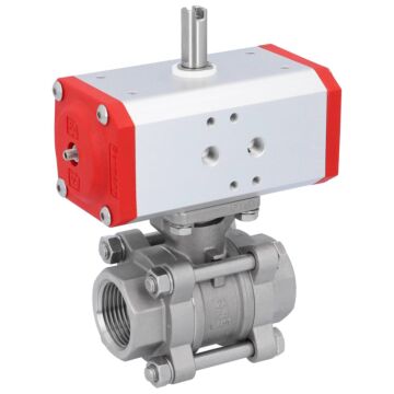 Kugelhahn, PN16, Antrieb ED, Edelstahl/PTFE-FKM Innengewinde, pneumatisch, doppeltwirkend