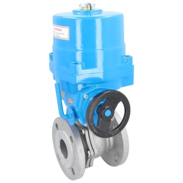 Ball valve ZP, DN50, with drive NE06, stainless steel1.4408 / PTFE FKM, 230V 50Hz, run-t