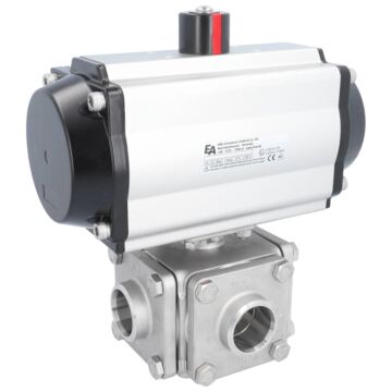Ball valve-ZD, DN50, with actuator-OE, SR125, st. steel 1.4408/PTFE-FKM, L-bore, spring-return