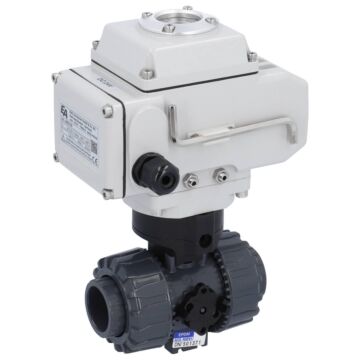 Kugelhahn, PN16, Antrieb LE, Klebemuffe PVC-U/PTFE-EPDM, elektrisch betätigt