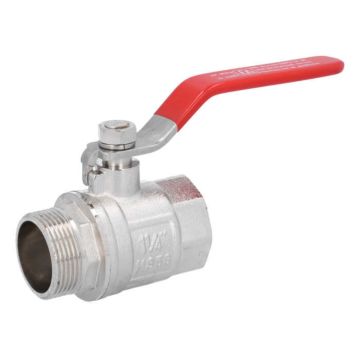 Ball valve 11/4 ", PN30, brass / PTFE-NBR, Male / Female, full bore