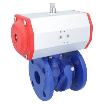Kugelhahn-TF, DN40, mit Antrieb-EE, EE85 GGG-40/Ms-hartverchromt, PTFE/NBR, federrückstell.