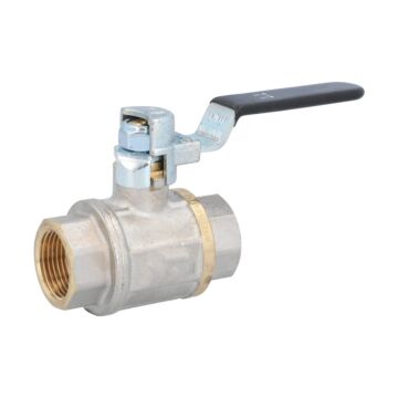 Kugelhahn 1", PN12, Ms/PTFE, mit Entleerung Innengewinde, voller Durchgang, Stahlhandhebel