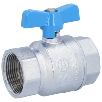 Ball valve 11/4 ", PN40, brass / PTFE FKM, Female, full bore, butterfly handle