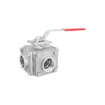 3-way ball valve 2 ", PN40, T-bore, stainless steel1.4408 / PTFE / FKM, ISO5211