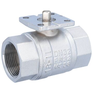 Kugelhahn 11/4", PN30, Messing/PTFE-FKM Flansch für Antrieb,voller Durchgang