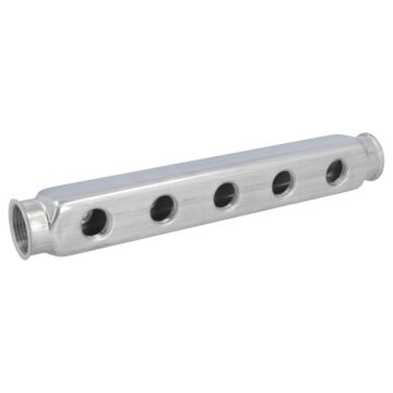 Verteiler Edel. 1"-5 Abgänge beidseitig, 1/2"Innen PN10, Achsabstand 50mm, max. Temp.: +100°C