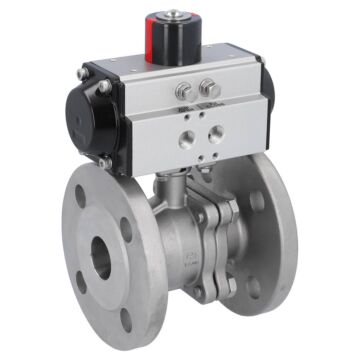 Kugelhahn, PN16, Antrieb OD Edelstahl/PTFE-FKM, pneumatisch, doppeltwirkend
