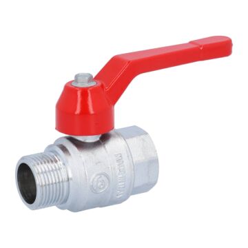 Ball valve 3/4 ", PN40, brass / PTFE FKM, Indoor / ext., Full bore, hand lever red