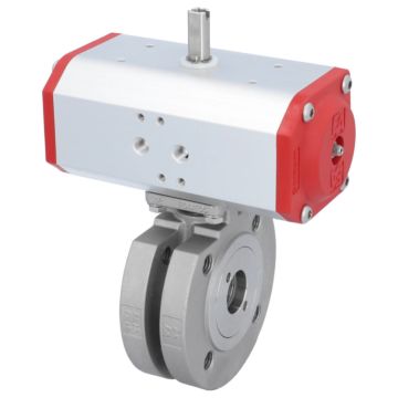 Ball valve ZK, DN25, with drive-ED, DW55, Stainless steel 1.4408 / PTFE FKM, double acting