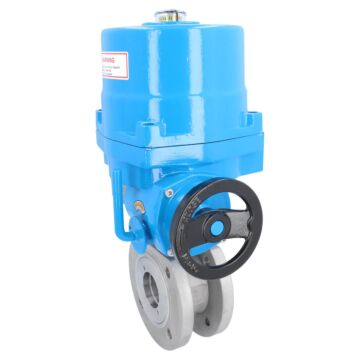 Ball valve ZK, DN65, with drive-NE09, stainless steel/PTFE-FKM, of voids, 230V 50Hz, wit