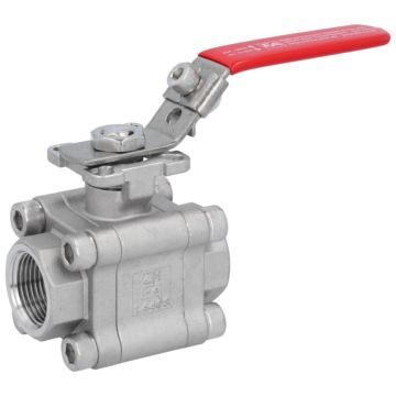 Ball valve 1 ", PN100, 1.4408 / PTFE-GF, Female, full bore, ISO5211