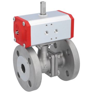 Ball valve ZP, DN20,with Drive-ED, DW43, stainless steel1.4408 / PTFE FKM, double-acting