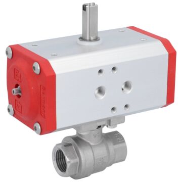 Kugelhahn MU 1/2", mit Antrieb ED, DW43 Edelstahl/PTFE-FKM, doppeltwirkend