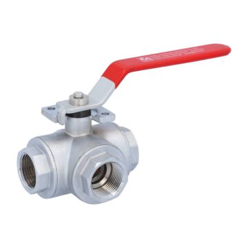 3-Wege-Kugelhahn, PN16 bis PN30, Messing/PTFE-FKM T-Bohrung, allseitig dichtend