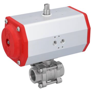 Kugelhahn, PN16, Antrieb EE, Ed./PTFE-FKM Innengewinde, pneum., federrückstell., hohlraumarm