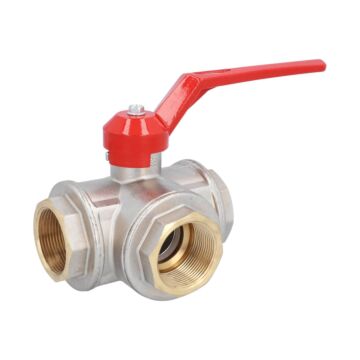 3-way ball valve 11/2 ", PN35, brass / PTFE-NBR L-bore, sealed on all