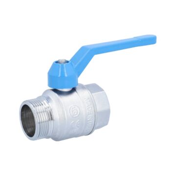 Kugelhahn 11/2", PN40, Ms/PTFE-FKM Innen-/Außengewinde, voller Durchgang