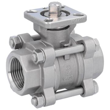 Kugelhahn, PN64, Edelstahl/PTFE-FKM, hohlraumarm Innengewinde, Flansch für Antrieb