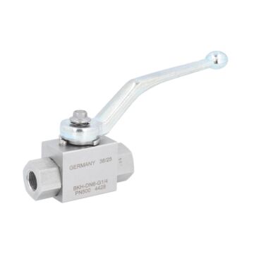 Block-Kugelhahn 1/4", PN500 Edelstahl/POM-FPM/Edelstahl