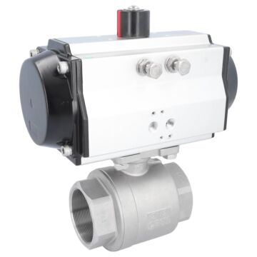 Kugelhahn MU 21/2", mit Antrieb OE, EW110 Edelstahl/PTFE-FKM, federrückstellend