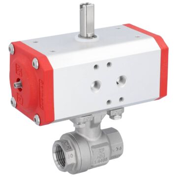 Kugelhahn ZU 1/2", mit Antrieb ED, DW43 Edelstahl/PTFE-FKM, doppeltwirkend