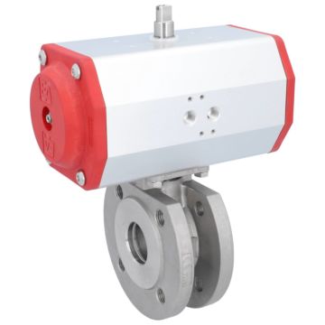 Ball valve ZK, DN40, with drive-EE, EW85, Stainless steel 1.4408 / PTFE FKM, spring return