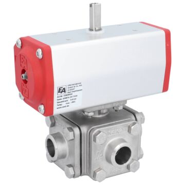 Ball valve ZD, DN20,with Drive-ED, DW55, Ed1.4408 / PTFE FKM, L-bore, double-operatively.