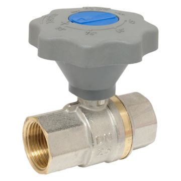 2-way ball valve 1/4 ", DIN-DVGW for drinking wate, brass / PTFE-NBR and with hand wheel. Transmission