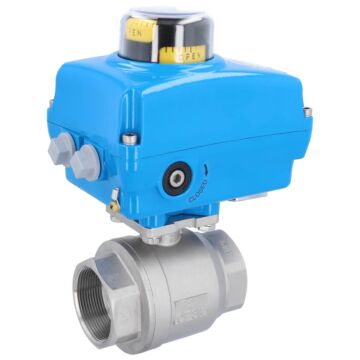 Kugelhahn MU, 2", mit Antrieb NE05 Edelstahl/PTFE-FKM, 230V 50Hz, Laufzeit 14sek.