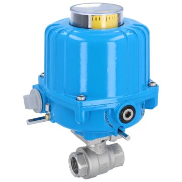 Kugelhahn MU, 1/2", mit Antrieb-NE03 Edelstahl/PTFE-FKM, 230V 50Hz, Laufzeit 12sek.