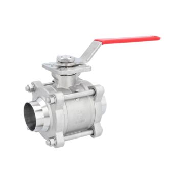 Ball valve-ZA, DN50, with handle set, st. steel/PTFE-FKM, butt welded acc. DIN11850-R2