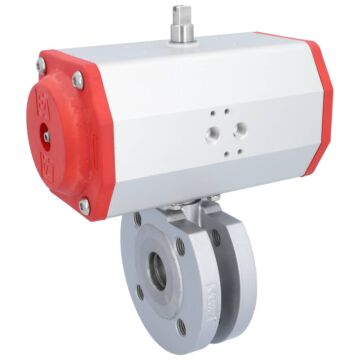 Kompakt-Kugelhahn, PN16, Antrieb EE Stahl/PTFE-FKM, pneumatisch, federrückstellend