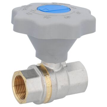 2-way ball valve 3/4 ", DIN-DVGW for drinking wate, brass / PTFE-NBR and with hand wheel. Transmission