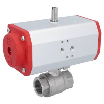 Kugelhahn MU 1", mit Antrieb EE, EW63 Edelstahl/PTFE-FKM, federrückstellend