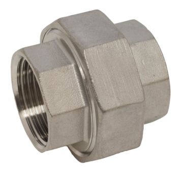 Kupplungsstück 1/8" (DIN2999) innen/ innen Edelstahl 1.4408 (flachdichtend mit PTFE-Ring)